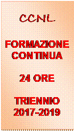 Casella di testo: CCNL

FORMAZIONE 
CONTINUA

24 ORE

TRIENNIO 
2017-2019

